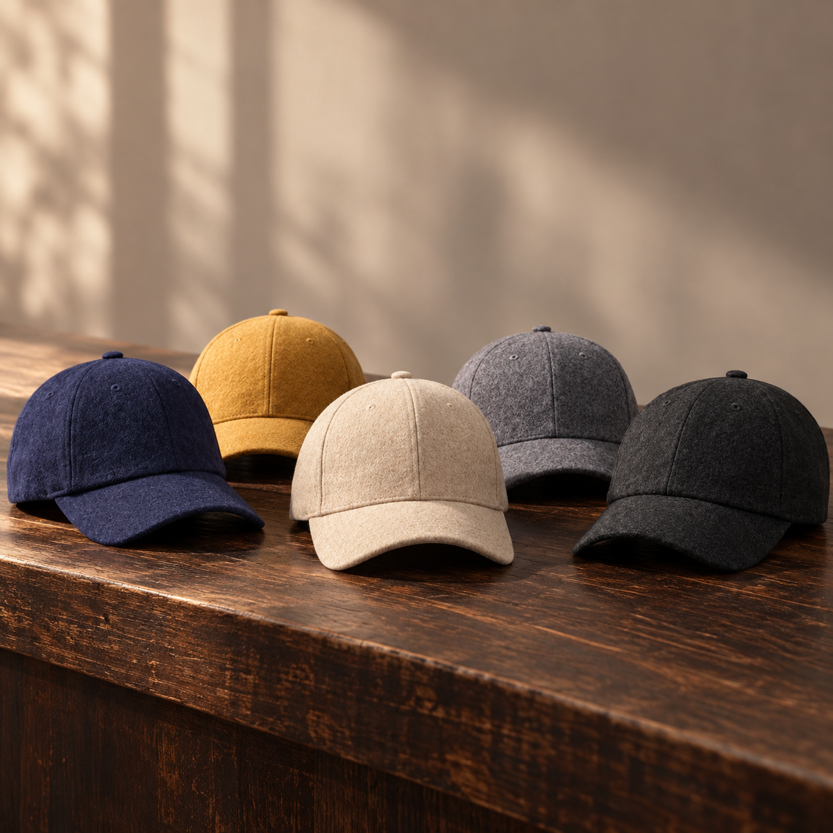 GRACE Wool Cap in nine colors, premium wool blend baseball caps