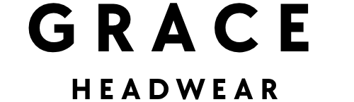 The logo for Grace Headwear, featuring the word 'GRACE' in a bold black sans-serif font with a dot on the letter 'C', and 'HEADWEAR' in smaller black uppercase letters below, centered on a solid white background.